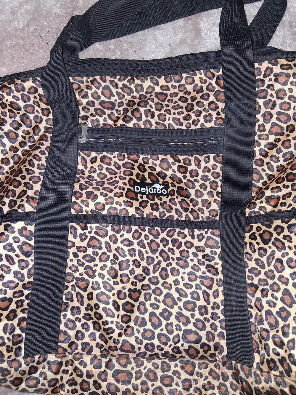 Leopard Print Tote Bag with Black Trim